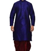 Men's Royal Blue Kurta Maroon Dhoti