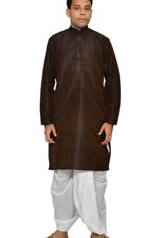 Men's Brown Kurta White Dhoti
