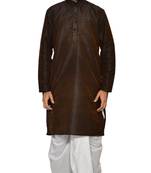 Men's Brown Kurta White Dhoti