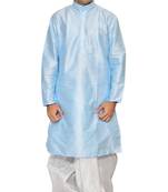 Men's Sky Blue Kurta White Dhoti