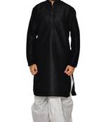 Men's Black Kurta White Dhoti
