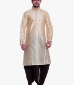 Men's Gold Kurta Black Dhoti
