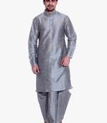 Men's Sliver Kurta Sliver Dhoti