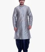Men's Sliver Kurta Navy Blue Dhoti
