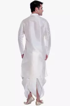 Men's Cream kurta Cream Dhoti