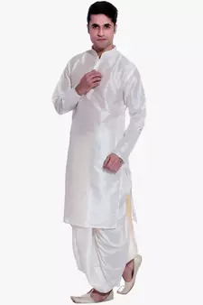 Men's Cream kurta Cream Dhoti