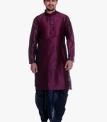 Men's Pink Voilet Kurta Navy Blue Dhoti