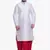 Men's White Kurta Red Dhoti