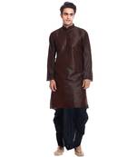 Men's Brown Kurta Black Dhoti