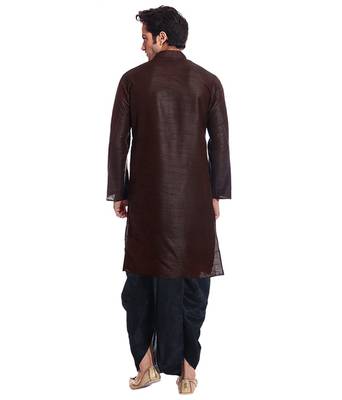 Men's Brown Kurta Black Dhoti 3