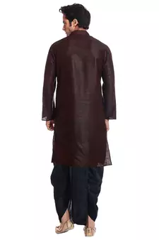 Men's Brown Kurta Black Dhoti
