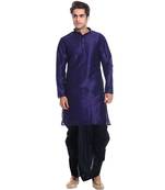 Men's Navy Blue kurta Black Dhoti