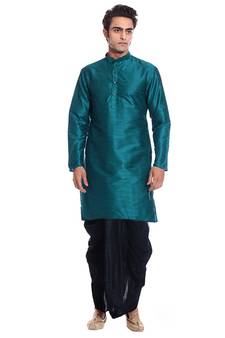 Men's Green kurta Black Dhoti