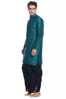 Men's Green kurta Black Dhoti