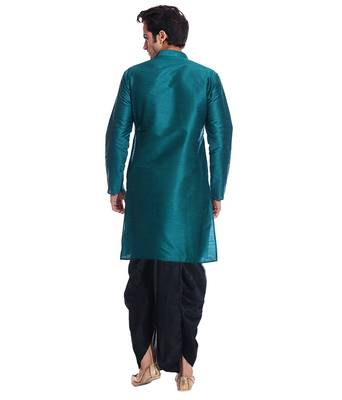 Men's Green kurta Black Dhoti 3