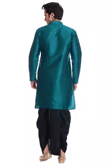 Men's Green kurta Black Dhoti