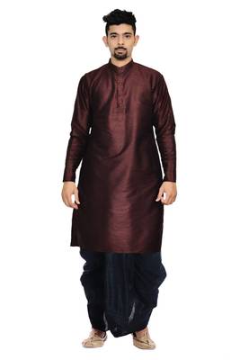 Men's Pink Voilet kurta Black Dhoti 1