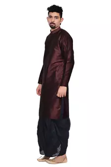 Men's Pink Voilet kurta Black Dhoti