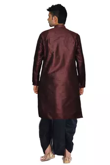 Men's Pink Voilet kurta Black Dhoti