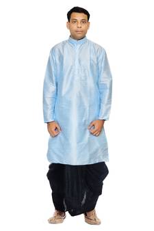 Men's Sky Blue kurta Black Dhoti