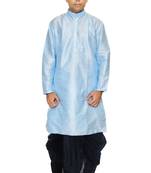 Men's Sky Blue kurta Black Dhoti