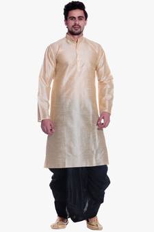 Men's Gold Kurta Black Dhoti