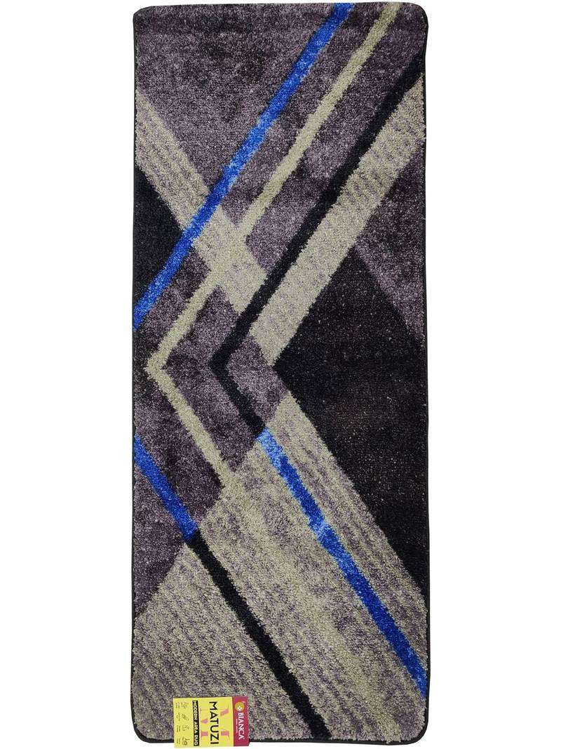 Printed Carpet Area Rug With Anti Slip Backing  1pc 2 X 5 Ft (matuzi) geo lines greyblue