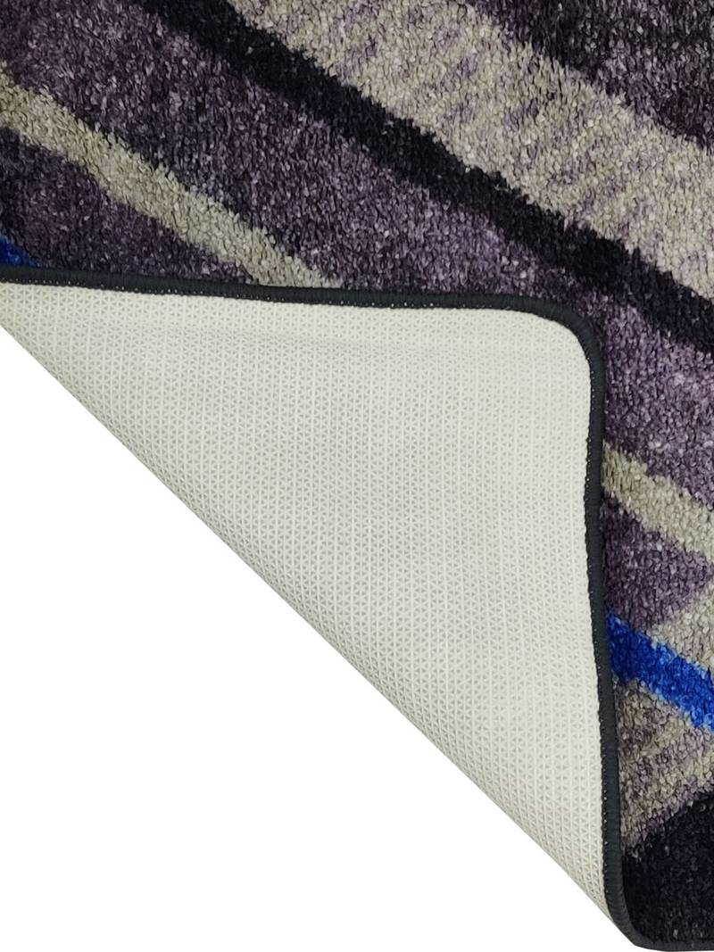 Printed Carpet Area Rug With Anti Slip Backing  1pc 2 X 5 Ft (matuzi) geo lines greyblue
