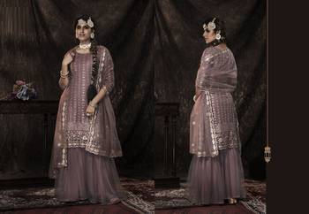 Lilac Sequins Embroidered Net Party Wear Salwar Kameez 4