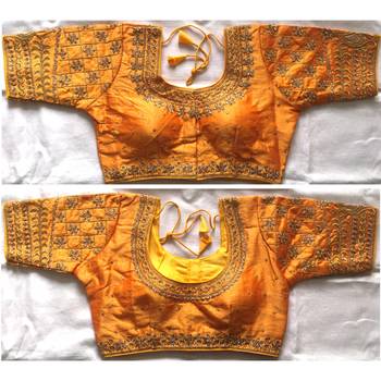 Bieth Women Cotton Silk Gold Diamond Handwork & Embroidery Coding Work Stitched Blouse 1