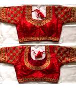 Bieth Women Cotton Silk Gold Diamond Handwork & Embroidery Coding Work Stitched Blouse