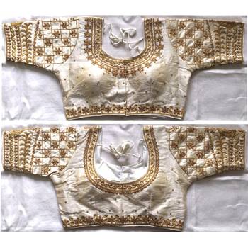 Bieth Women Cotton Silk Gold Diamond Handwork & Embroidery Coding Work Stitched Blouse 1