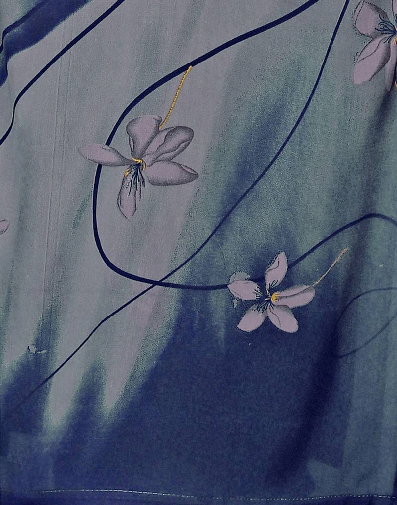 Grey Printed Crepe Unstitched Women'S Dress Material