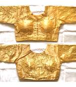 Bieth Women Floral Round Neck Zari Diamond Work Stitched Blouse (38+4InchMargin)