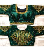 Bieth Women Floral Round Neck Zari Diamond Work Stitched Blouse (38+4InchMargin)