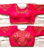 Bieth Women Floral Round Neck Zari Diamond Work Stitched Blouse (38+4InchMargin)