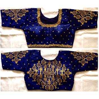 Bieth Women Floral Round Neck Zari Diamond Work Stitched Blouse (38+4InchMargin) 1