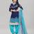 Nevy Blue Printed Crepe Unstitched Women'S Dress Material