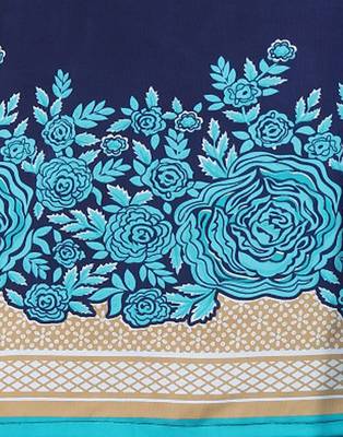 Nevy Blue Printed Crepe Unstitched Women'S Dress Material 5