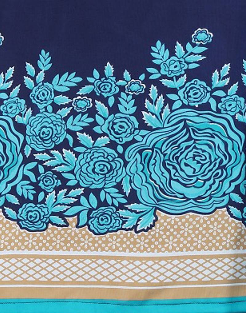 Nevy Blue Printed Crepe Unstitched Women'S Dress Material