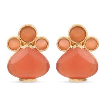 Orange pearl earrings 1