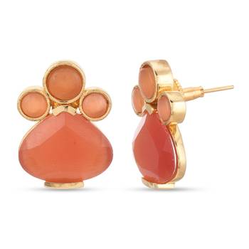 Orange pearl earrings 2