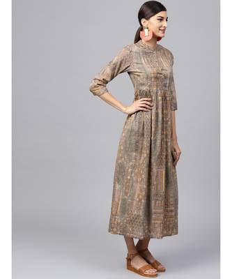 Indo Era Multi Printed A-Line Dresses 3
