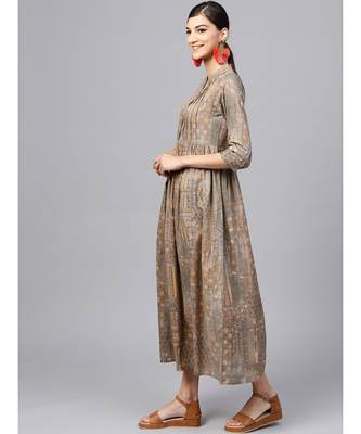 Indo Era Multi Printed A-Line Dresses 4