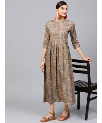 Indo Era Multi Printed A-Line Dresses 5
