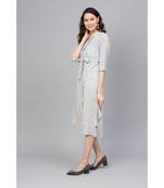 Indo Era Grey Striped A-Line Dresses