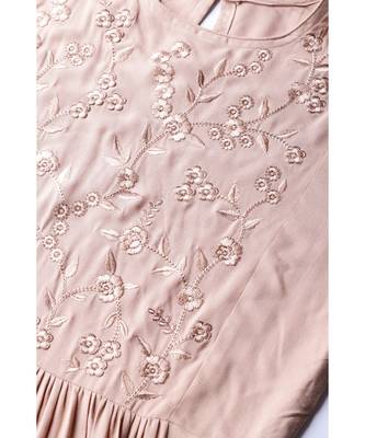 Indo Era Brown Embroidered Fit & Flared Dresses 5