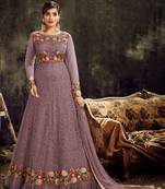 Purple embroidered net salwar