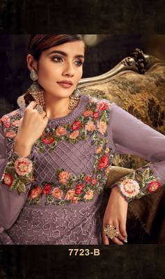 Purple embroidered net salwar 2