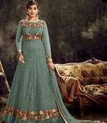 Light-sky-blue embroidered net salwar